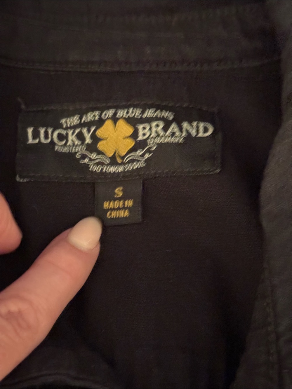 Lucky Brand Black jean Dress with Gold Clover Logo